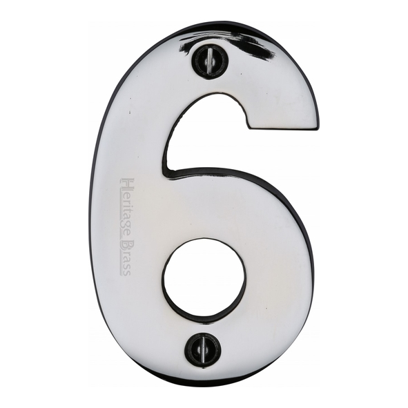 C1566 6/9-PC • 76mm • Polished Chrome • Heritage Brass Face Fixing Numeral 6/9
